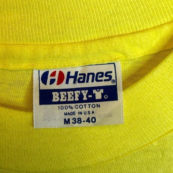 5 for $25🔥Vintage Hanes Yellow Single Stitch Cotton T-Shirt Medium (38-40) - Picture 5 of 8